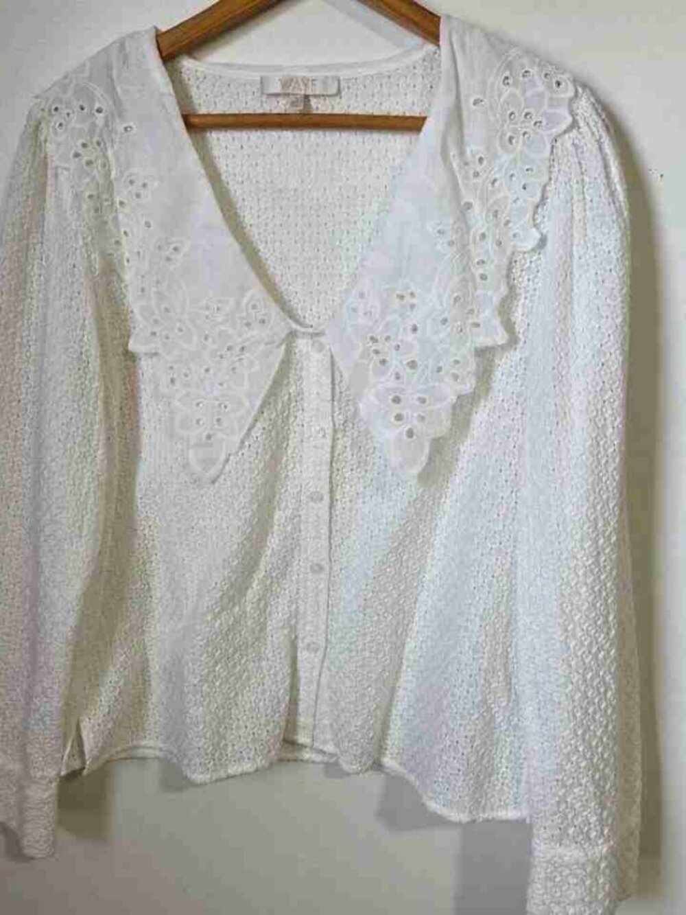 White Eyelet Lace Peter Pan Collar Blouse